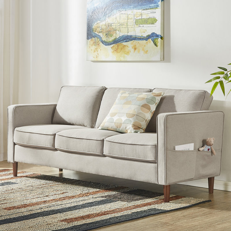 Mellow Hana Modern Linen Fabric Loveseat / Sofa / Couch With Armrest